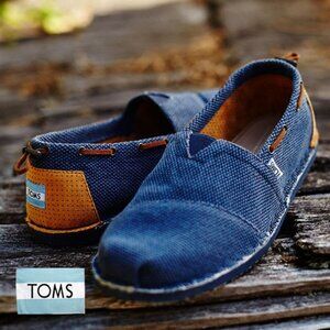 NWT Toms Bimini Stitchout Shoes Mens Sz14 Gray Slip On Drawstring navy farrin